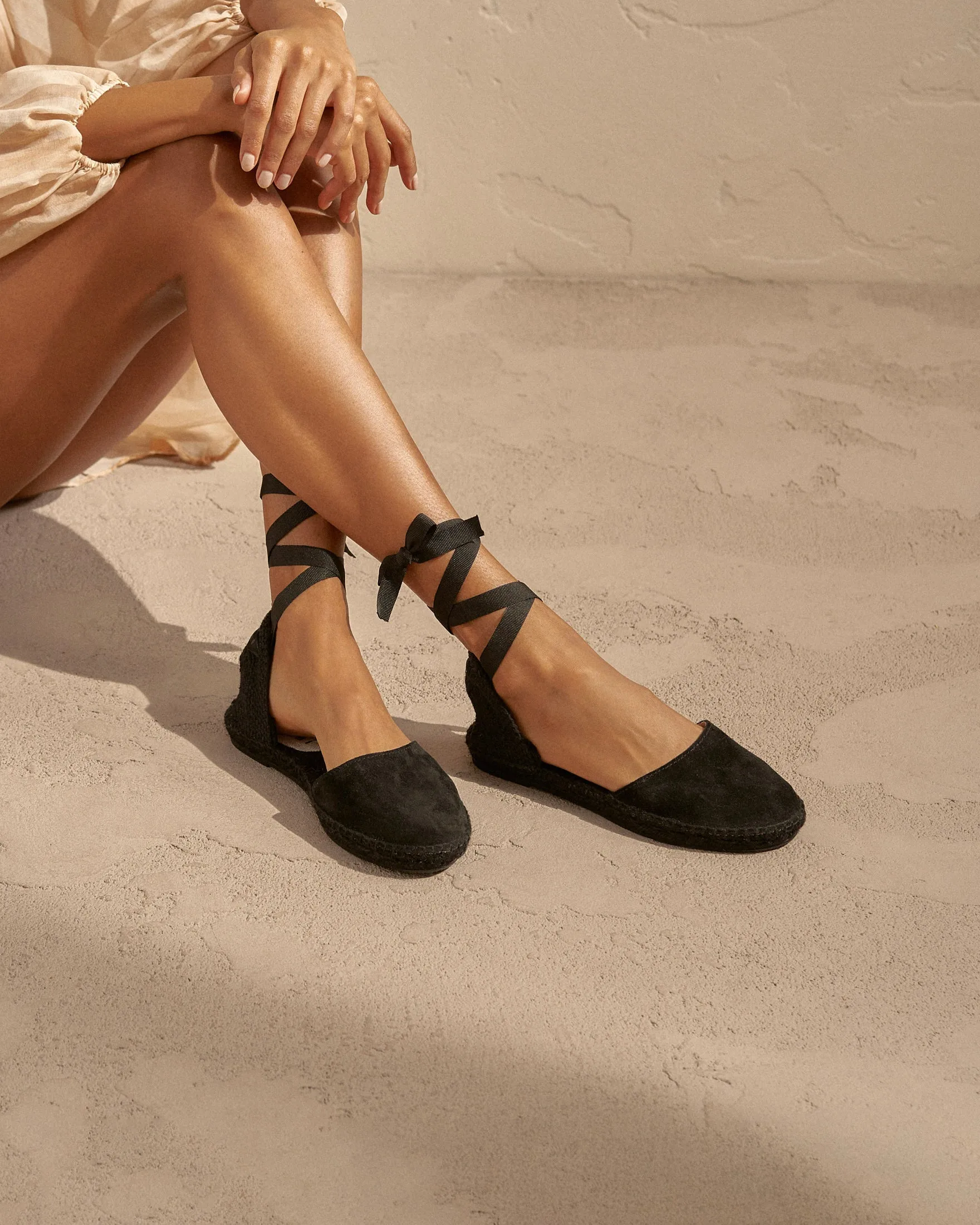 Suede Flat Valenciana Espadrilles - R22P0 - Hamptons Black On Tone